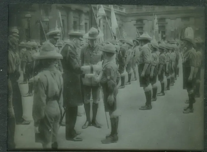 Framed Print : King George V and Lord Baden Powell at an inspection Framed Print : King George V and Lord Baden Powell at an inspection