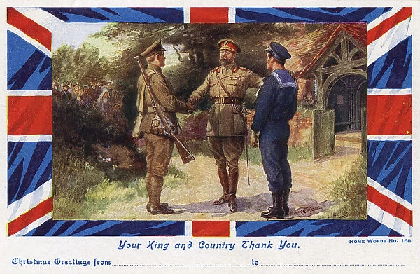 King George V offering thanks to the Army and Navy - WWI