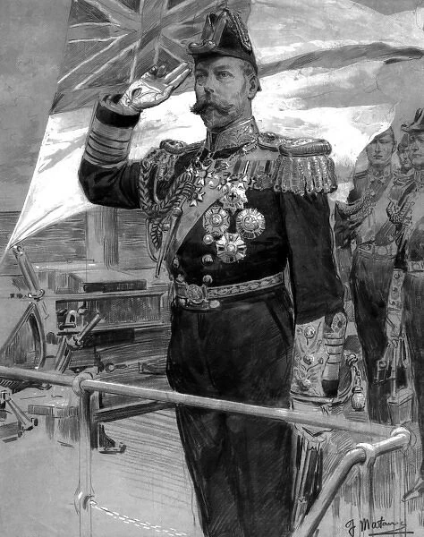 King George V saluting on a boat