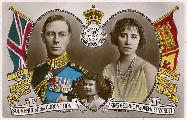 Wall Art Queen Elizabeth & King George VI Coronation Souvenir  Year 1937  8x10 