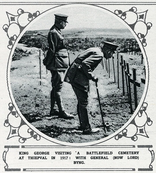 King George visiting a battlefield cemetery