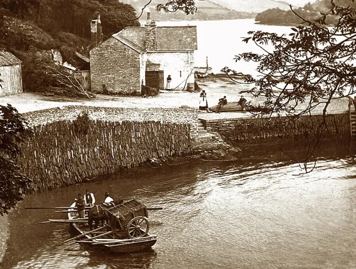 Framed Print : King Harry's Ferry, Cornwall, Victorian period Framed Print : King Harry's Ferry, Cornwall, Victorian period