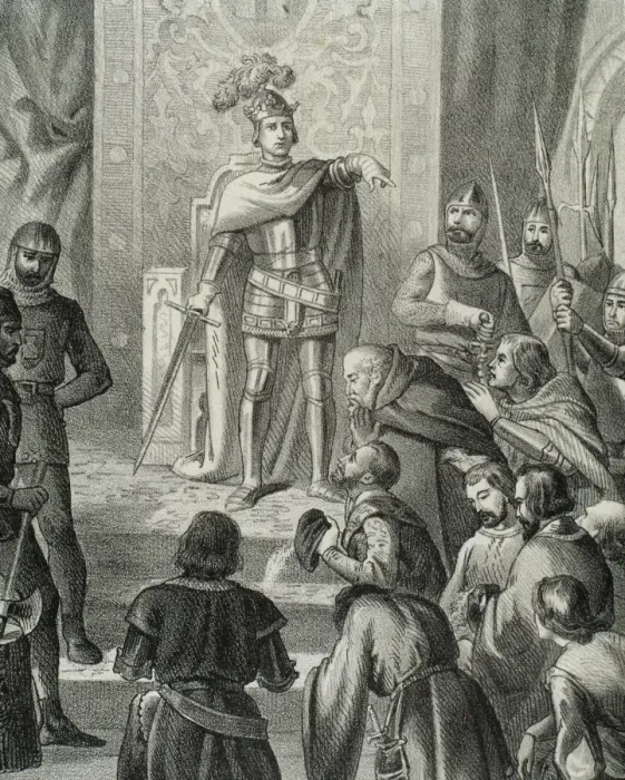 Framed Print : The King Henry III (1379-1406) imparting justice. Engraving