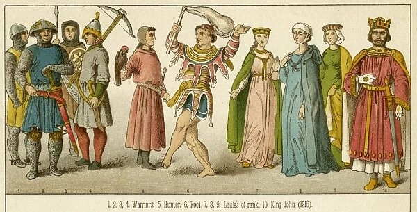 King John with warriors, hunter and the fool