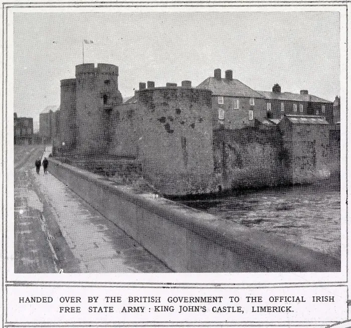 Framed Print : King John's Castle, Limerick, with the Irish flag flying, after it had been handed over to the Irish Free State Army by the British government. Date: 1922 Framed Print : King John's Castle, Limerick, with the Irish flag flying, after it had been handed over to the Irish Free State Army by the British government. Date: 1922