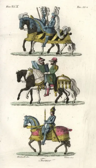 Framed Print : King and knights in armour on horseback Framed Print : King and knights in armour on horseback