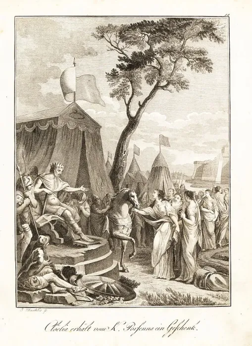 Framed Print : King Lars Porsena presenting Cloelia with a horse, 508 BC Framed Print : King Lars Porsena presenting Cloelia with a horse, 508 BC