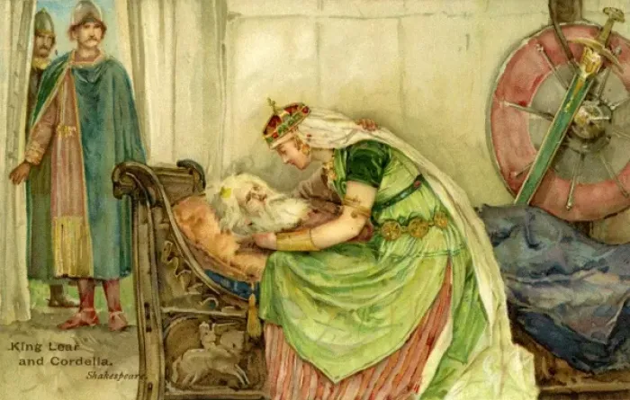 Framed Print : King Lear. A scene from King Lear by Shakespeare, depicting King Lear and Cordelia Date Framed Print : King Lear. A scene from King Lear by Shakespeare, depicting King Lear and Cordelia Date