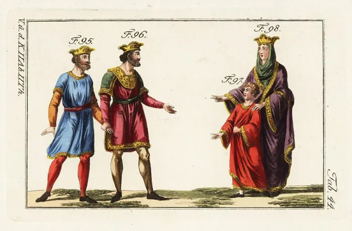 Framed Print : King Lothar I, King Louis V, Emma and her son Otto Framed Print : King Lothar I, King Louis V, Emma and her son Otto