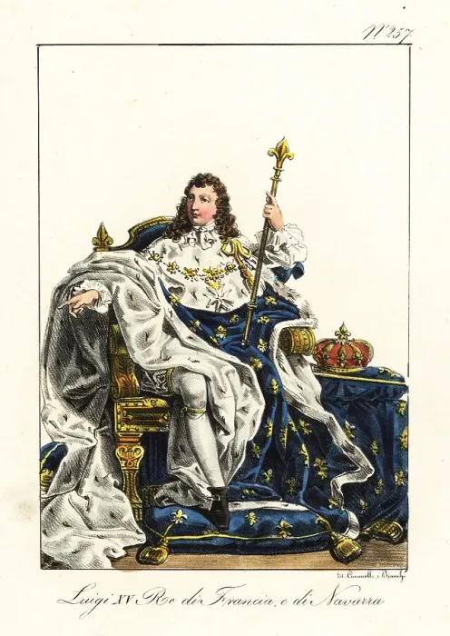 Framed Print : King Louis XV of France, on his throne with crown and scepter Framed Print : King Louis XV of France, on his throne with crown and scepter