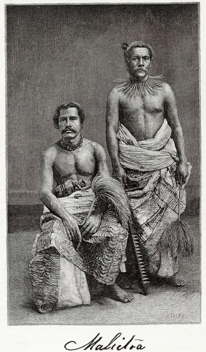 Framed Print : King Malietoa and an orator. Date: 1889 Framed Print : King Malietoa and an orator. Date: 1889