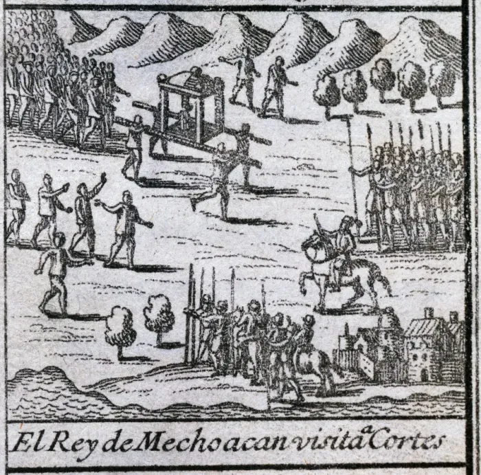 Framed Print : The King of Michoacan visit to Hernan Cortes. Engraving Framed Print : The King of Michoacan visit to Hernan Cortes. Engraving