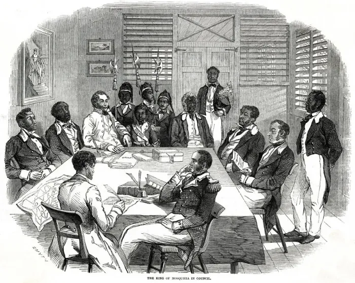 Framed Print : The King of Mosquitia in Council 1847 Framed Print : The King of Mosquitia in Council 1847