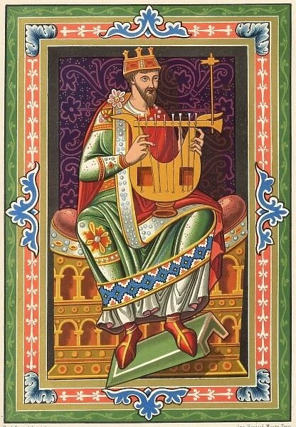 King Plays Psaltery. A king plays the psaltery