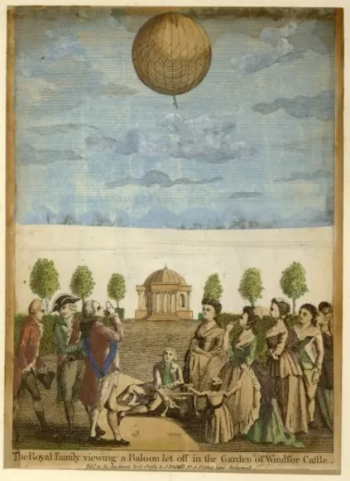 Framed Print : The king and queen reviewing a balloon - Windsor Framed Print : The king and queen reviewing a balloon - Windsor