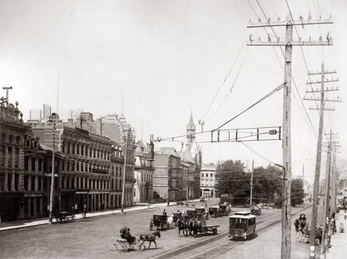 Framed Print : King Street, Hamilton, Ontario, Canada, circa 1900. Date: circa 1900 Framed Print : King Street, Hamilton, Ontario, Canada, circa 1900. Date: circa 1900