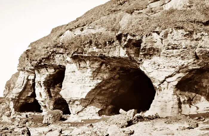 Framed Print : King's Cave, isle of Arran, Scotland, Victorian period Framed Print : King's Cave, isle of Arran, Scotland, Victorian period