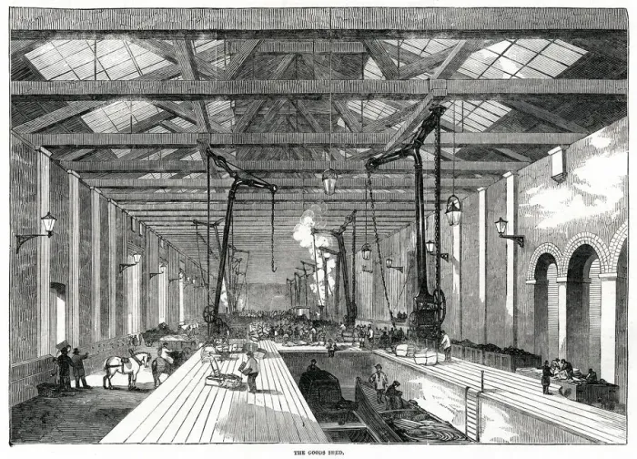 Framed Print : Kings Cross Railway Station, goods shed 1853 Framed Print : Kings Cross Railway Station, goods shed 1853