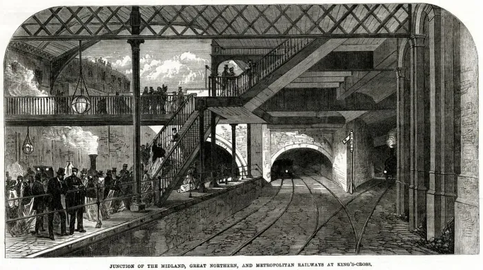 Framed Print : Kings Cross underground station, London 1868 Framed Print : Kings Cross underground station, London 1868