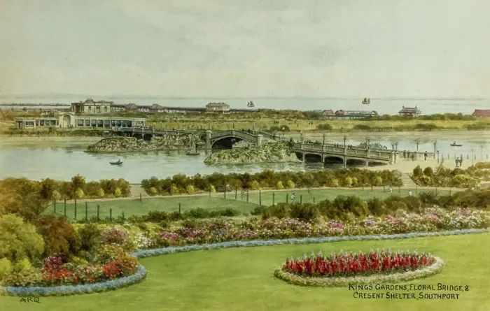 Framed Print : Kings Gardens and Floral Bridge, Southport, Lancashire Framed Print : Kings Gardens and Floral Bridge, Southport, Lancashire