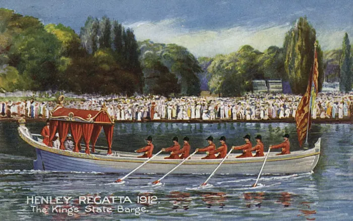 Framed Print : The Kings State Barge at the Henley Regatta - 1912 Framed Print : The Kings State Barge at the Henley Regatta - 1912