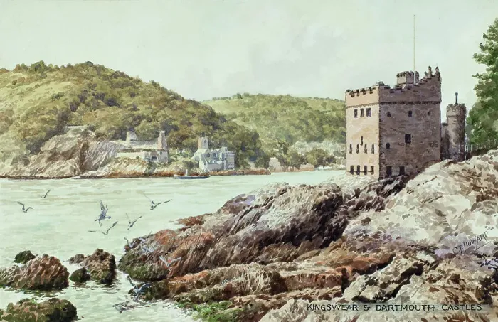 Framed Print : Kingswear and Dartmouth Castles, Devon Framed Print : Kingswear and Dartmouth Castles, Devon