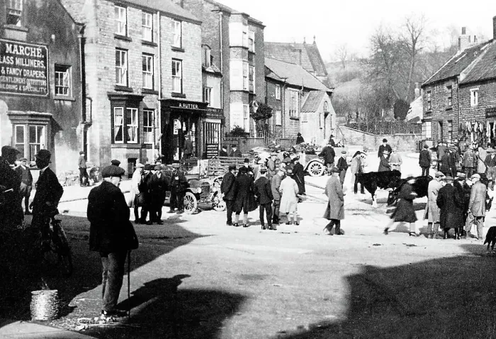 Framed Print : Kirbymoorside Market Day probably 1920s Framed Print : Kirbymoorside Market Day probably 1920s