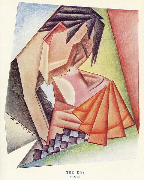 The Kiss by Autori. A romantic kiss imagined in Autori's distinctive angular style.. 1930