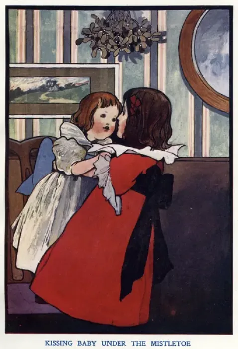 Framed Print : Kissing Baby under the Mistletoe by Charles Robinson Framed Print : Kissing Baby under the Mistletoe by Charles Robinson