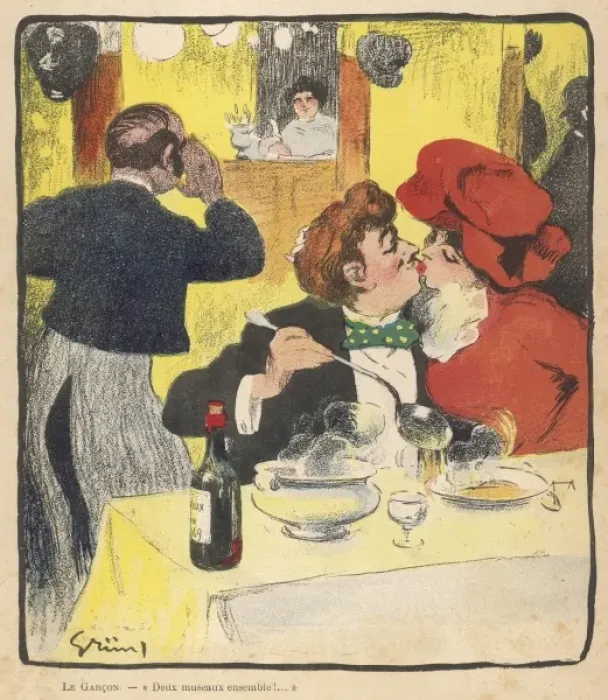 Framed Print : Kissing over the Soup Framed Print : Kissing over the Soup