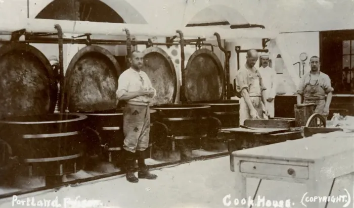 Framed Print : Kitchen and inmates, Portland Prison, Dorset Framed Print : Kitchen and inmates, Portland Prison, Dorset