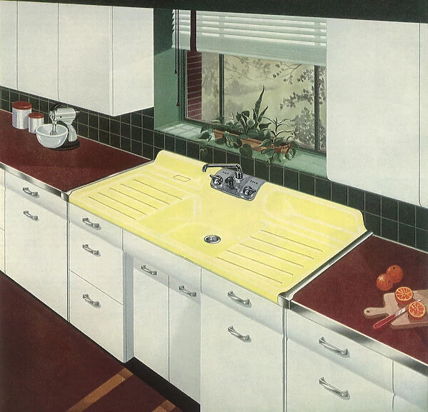 Kitchen with Yellow Sink Date: 1950