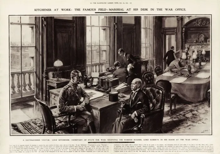 Framed Print : Kitchener sitting his desk in the War Office Framed Print : Kitchener sitting his desk in the War Office