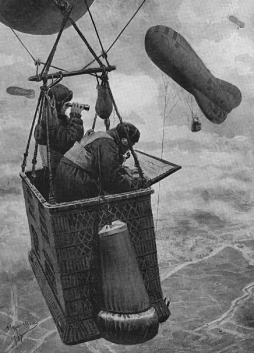 Framed Print : A Kite Balloon car over the Western Front, WW1 Framed Print : A Kite Balloon car over the Western Front, WW1
