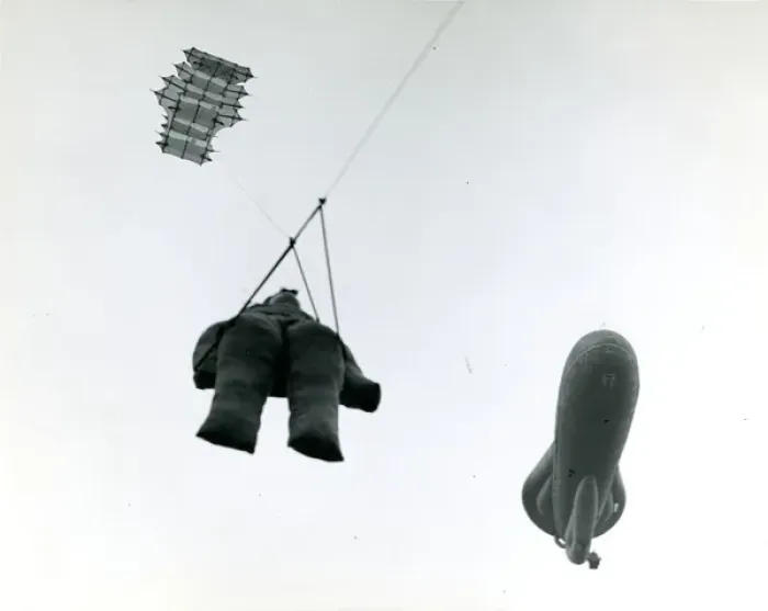 Framed Print : Kite and blimp at the 1950 Royal Aeronautical Society Ga?