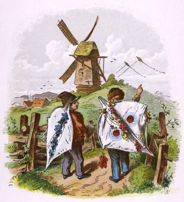 Framed Print : KITE FLYING C1860 Framed Print : KITE FLYING C1860