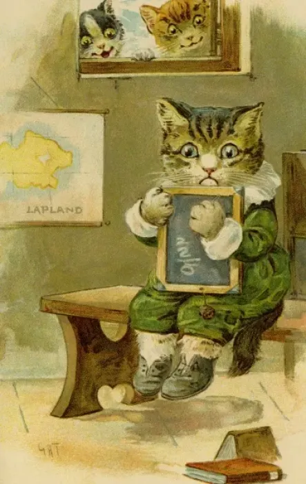 Framed Print : Kitten at school by g h Thompson Framed Print : Kitten at school by g h Thompson