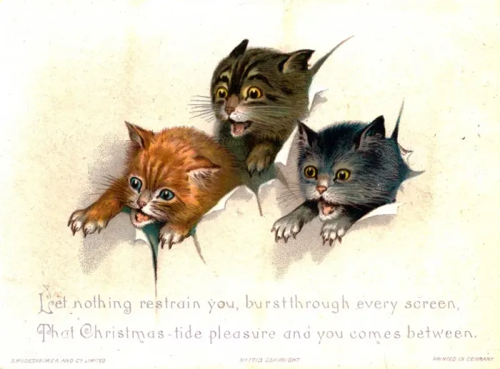 Framed Print : Three kittens on a Christmas card Framed Print : Three kittens on a Christmas card