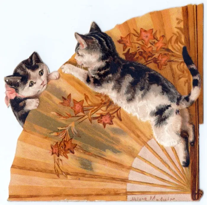 Framed Print : Two kittens on a cutout greetings card Framed Print : Two kittens on a cutout greetings card