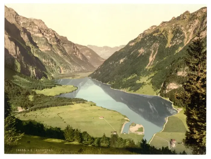 Framed Print : Klonthal Lake, general view, Glarus, Switzerland Framed Print : Klonthal Lake, general view, Glarus, Switzerland