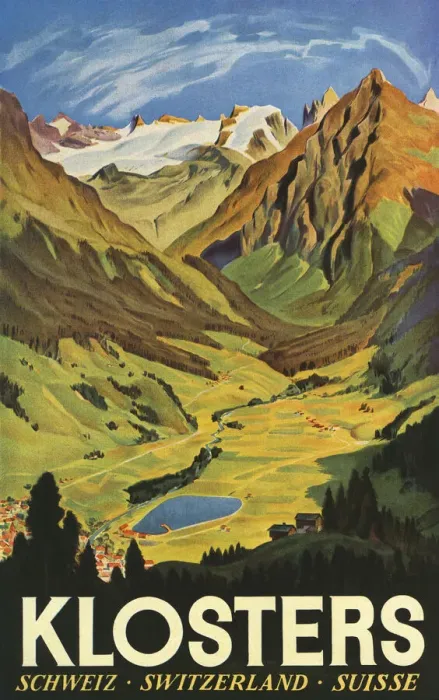 Framed Print : Klosters. Travel poster for Klosters, Switzerland. Date: 1937 Framed Print : Klosters. Travel poster for Klosters, Switzerland. Date: 1937