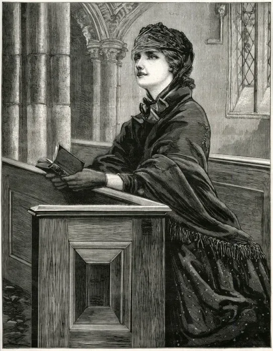 Framed Print : Knelt in the old parish church 1881 Framed Print : Knelt in the old parish church 1881