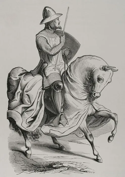 Framed Print : Knight in battledress, 12th century. Engraving Framed Print : Knight in battledress, 12th century. Engraving