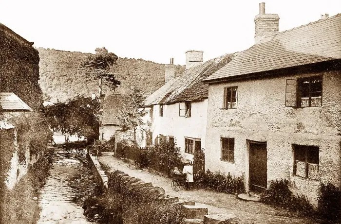 Framed Print : Knighton Brookside early 1900s Framed Print : Knighton Brookside early 1900s