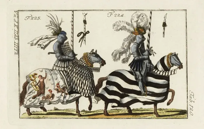 Framed Print : Knights in armor for an Italian course and a German joust Framed Print : Knights in armor for an Italian course and a German joust