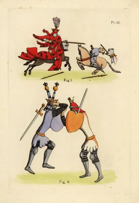Framed Print : Knights in combat, 14th century Framed Print : Knights in combat, 14th century