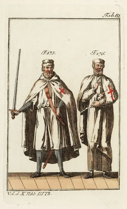 Framed Print : Knights Templar in batle garb and monastery robes Framed Print : Knights Templar in batle garb and monastery robes