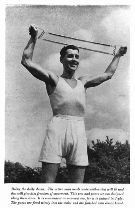 Framed Print : Knitted vest and pants, circa 1941 Framed Print : Knitted vest and pants, circa 1941