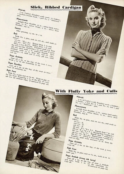 Knitted women's cardigans 1940