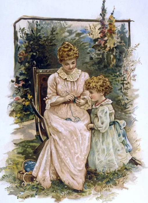 Framed Print : Knitting Lesson Framed Print : Knitting Lesson